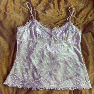 White Velvet and Lace Tank Top